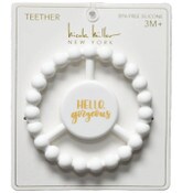 Wholesale - 1pc Silicone Peace Teether - White "Hello Gorgeous" C/P 100, UPC: 195010086059